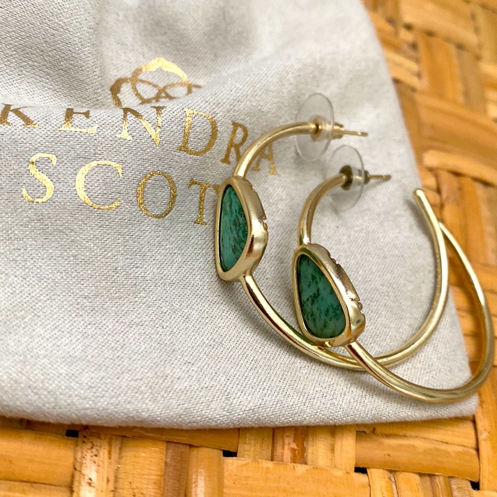 Kendra Scott Gold Hoops with Turquoise Stone